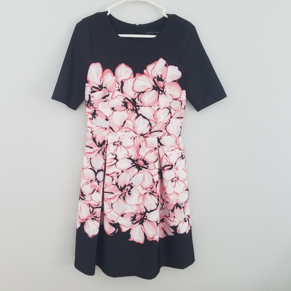 Madison Leigh Size 8 Pink and Black Floral Dress